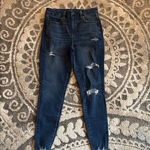 American Eagle Outfitters Dark Blue Distressed Skinny Jeans